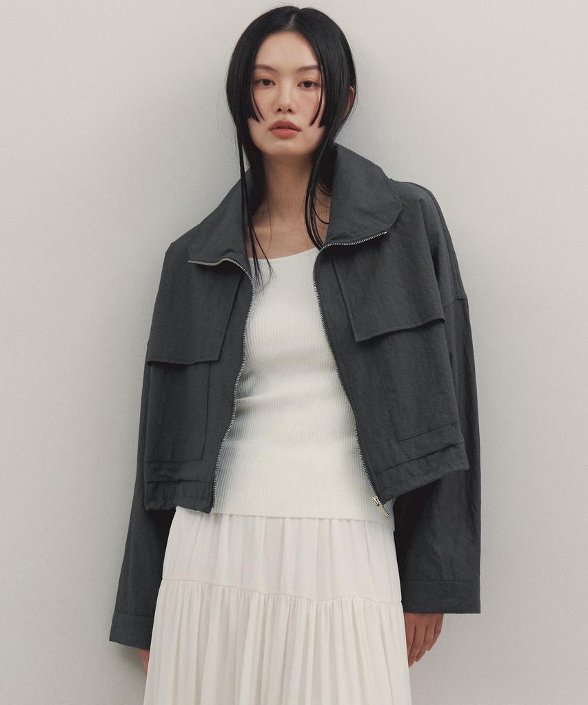 Gngb Woven Short Jacket_Charcoal