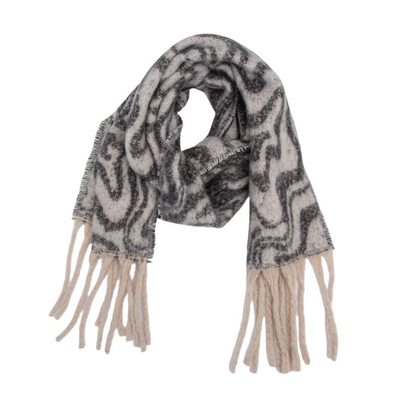 Women Winter Retro Knitted Long Scarf Headscarf Ladies Casual Striped Tassel Warm Scarve Mujer Foulard Thick Wrap Shawl  New
