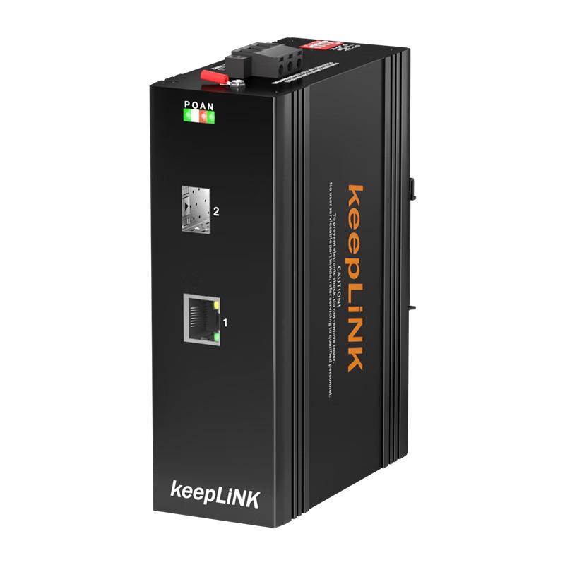 keepLINK KP-9000-63-1FX1TX Industrial 100Mbps Fiber Optic Transceiver 100Mbps, Rail-mounted, without 24V PSU