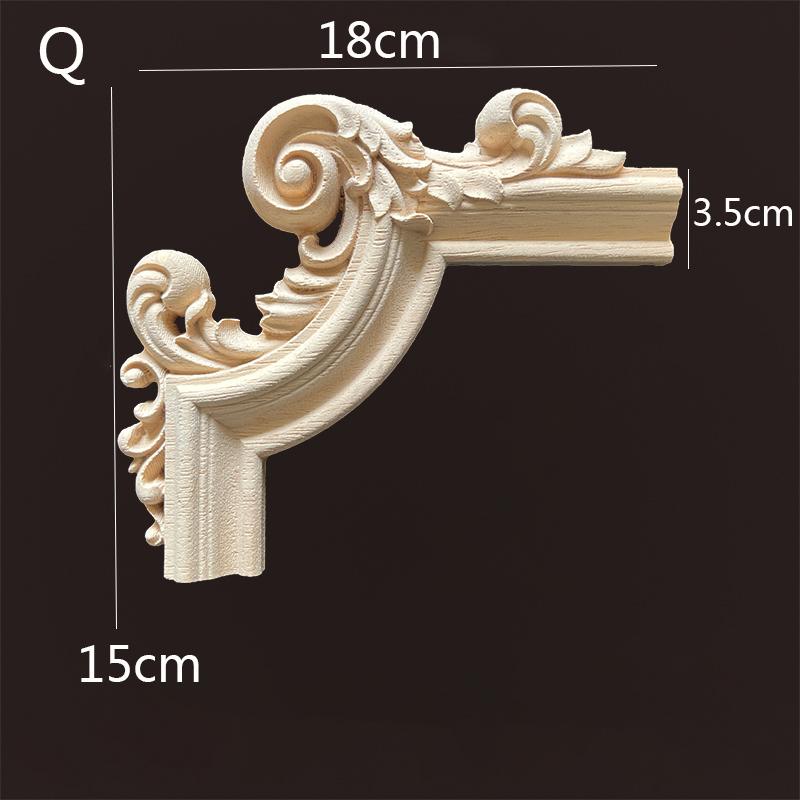 Wood Applique Corner Natural Floral Wood Carved Figurine Craft Home Decoration Accessories Background Wall Decoration Decal