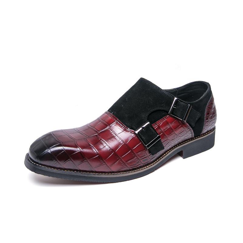 Men s Trendy Cross-Strap Matte Leather Buckle Shoes - Large Size Casual Nightclub Footwear for Spring/Autumn 2025. 40 красный