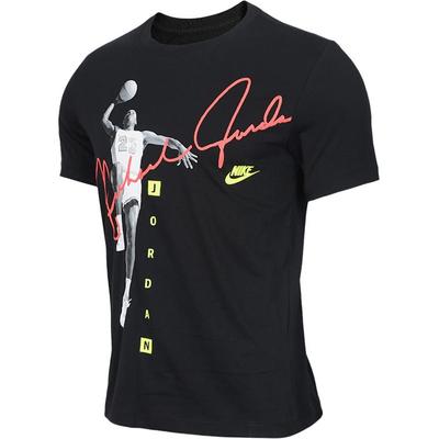 Camiseta de Manga Corta con Cuello Redondo Acanalado con Estampado de Letras y Patrón de Personajes para Hombre Negro AO0688-010