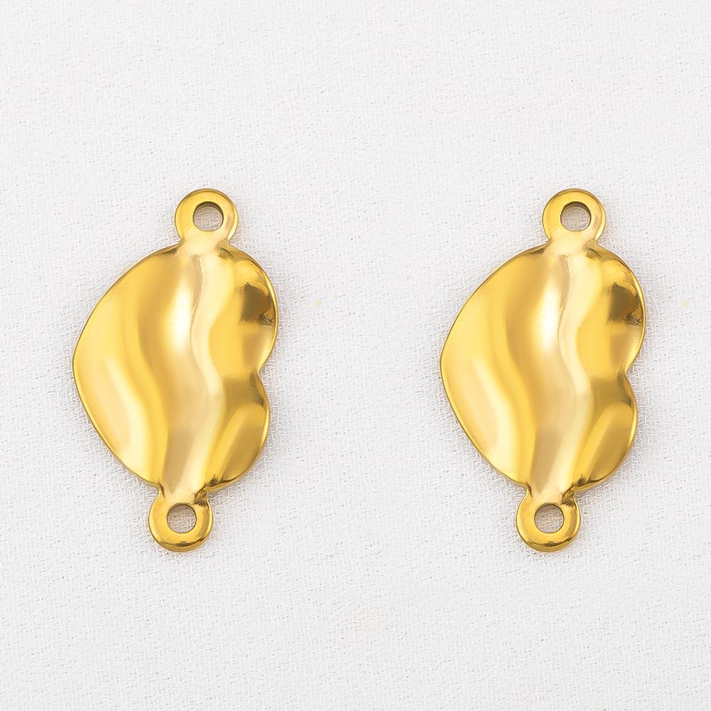 10pcs Stainless Steel 18K Plated Oval Star Heart Charms Double Hole Pendants for DIY Necklace Bracelet Jewelry Making Supplies