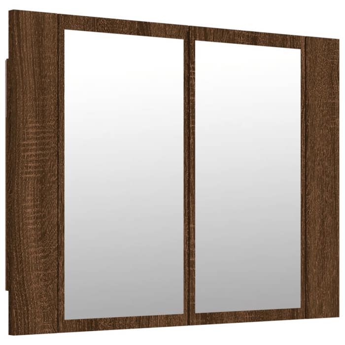 VidaXL LED Mirror Cabinet Brown Oak 60x12x45 Cm Engineered Wood, Bathroom Mirror Cabinet, Mirror Cabinet 822843