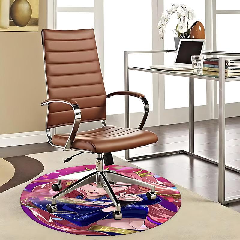1 Stück Anime-Design Runder Teppich - Bürostuhlmatte, Rutschfester Teppich für Anime-Fans | Perfektes Geschenk für Anime-Liebhaber | Geeignet für Heimdekoration, Wohnzimmer