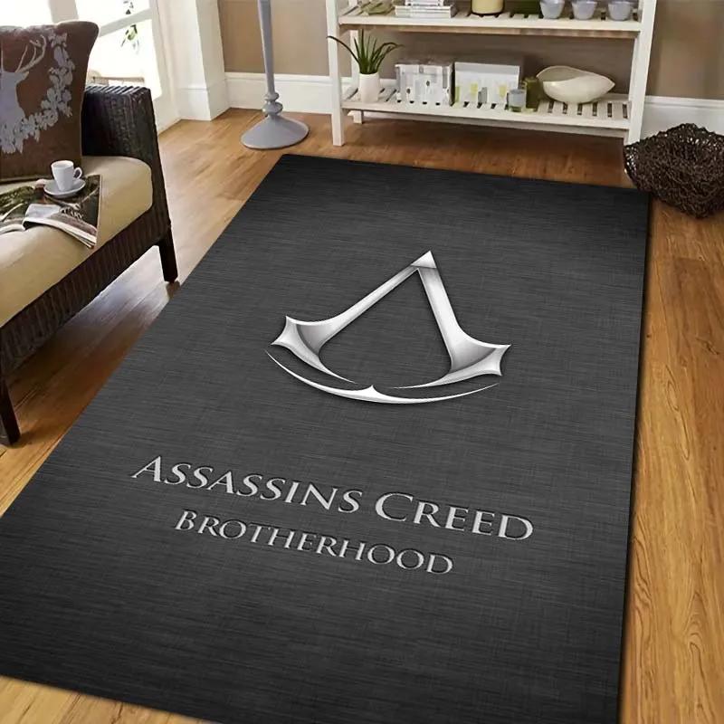 A-Assassin's Creed Logo Print Flannel Area Rug Non‑Slip Floor Mat For Couch Bedroom Living Room Indoor Home Decor carpet Gift