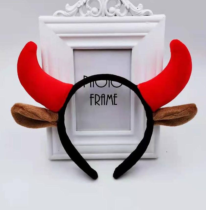 Tiara Chifres de Diabo com Lantejoulas Glitter Dourado para Decoração de Apresentação de Natal e Halloween.