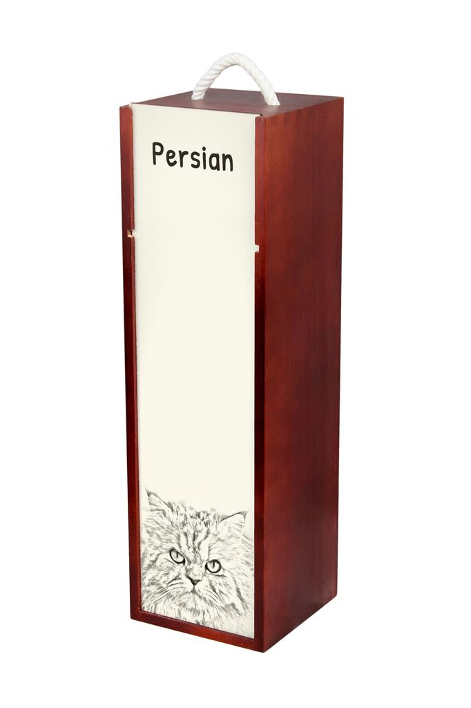 Persian - Wine Box with a Cat, Alcohol Box with Graphics, Personalized Gift Box from the Art-Dog Brand