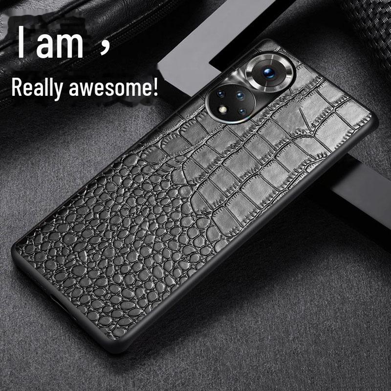 

Genuine Leather Crocodile Pattern Case for Honor 60 Series Honor 80 кофейный