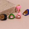 Korean Style Gemstone Heart Enamel Ring Geometric Solid Color Ring Dripping Oil Finger Buckle  Men