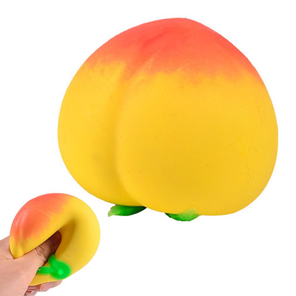 7cm Peach Stress Relief Toy Soft TPR Material Built-in Air Bubble for Crisp Sound Anti-Anxiety Squeeze Fidget Toy for Work Study