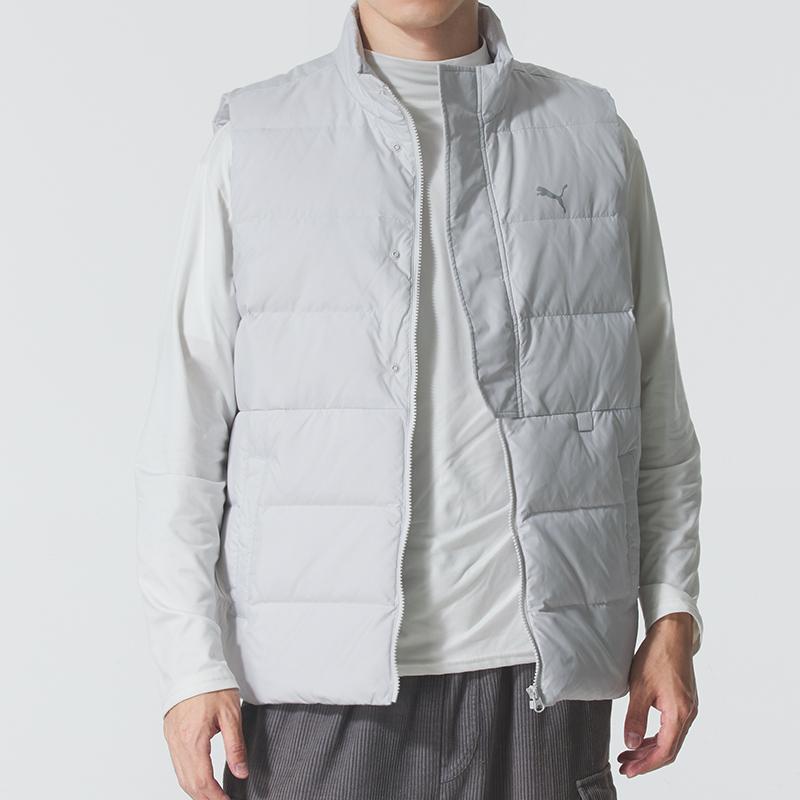 Puma Down Vests Men's White Stand Collar Moderate Other 528707-61