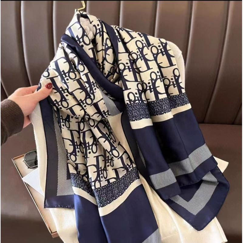 Spring and Summer Thin Silk Scarf High-end Printed Long Scarf New Satin Travel Sunscreen Scarf National Style Cloak