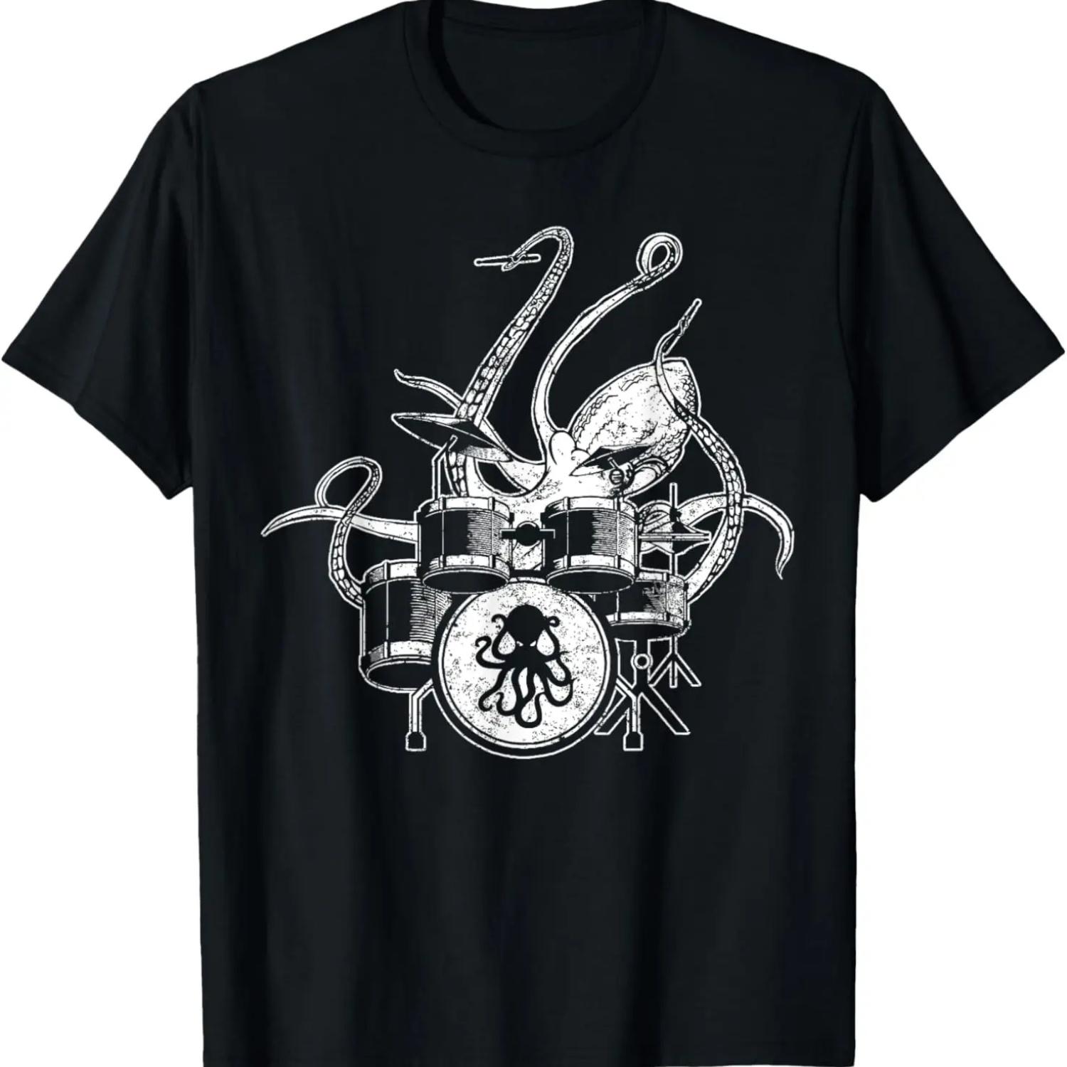 Octopus Drum Shirt - Drummer - Drum kit - Drumming S чёрный