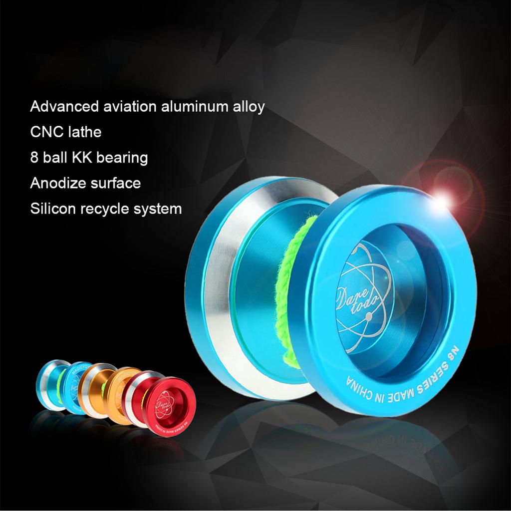 Professional Magic Yoyo N8 Aluminum Alloy Metal Yoyo 8 Ball KK Bearing with Spinning String for Kids Blue