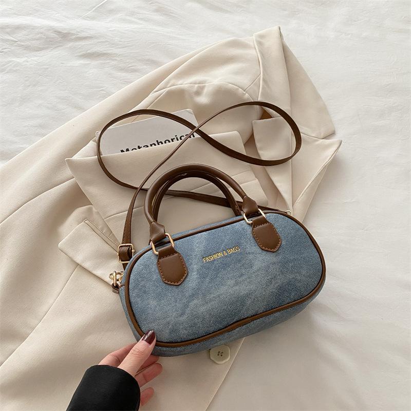 

Ручная ретро сумка для боулинга женская 2025 лето новая мода повседневная сумка через плечо нишевая высокая ценность сумка-мессенджер синий