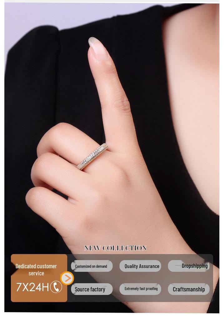 S925 Sterling Silver Moissanite Ring - Women's Classic Light Luxury Design