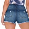 Fashion Womens Pocket Solid Jeans Denim Pants Female Hole Bottom Casual Shorts