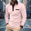 Autumn Men's Casual Button Lapel Solid Color Long Sleeved Polo Shirt