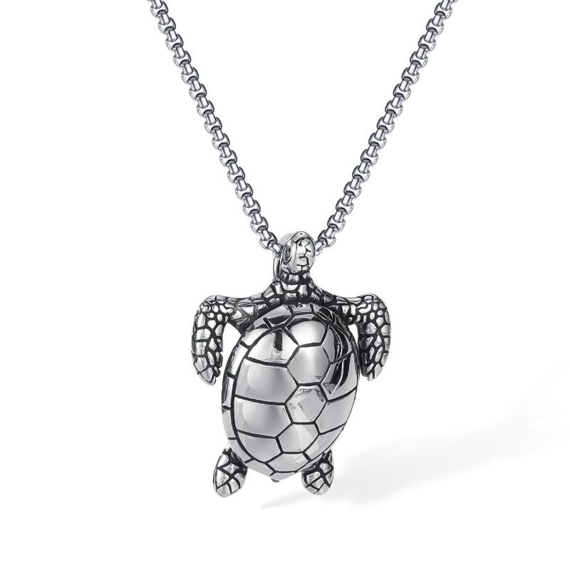 Hip Hop Necklace Men's Stainless Steel Personality Versatile Trendy Flu Turtle Titanium Jewelry
