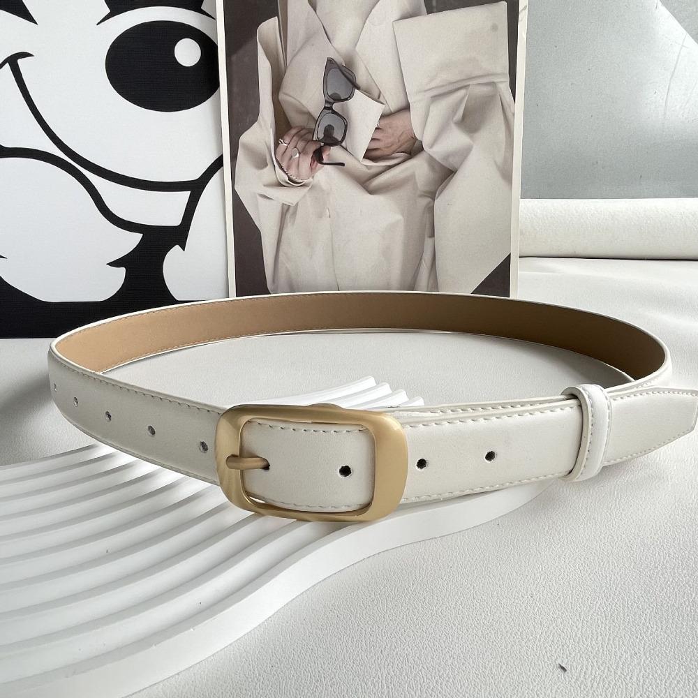 

Gold Thin Belt Jeans Decor Square Buckle Belt Trendy Daily білий