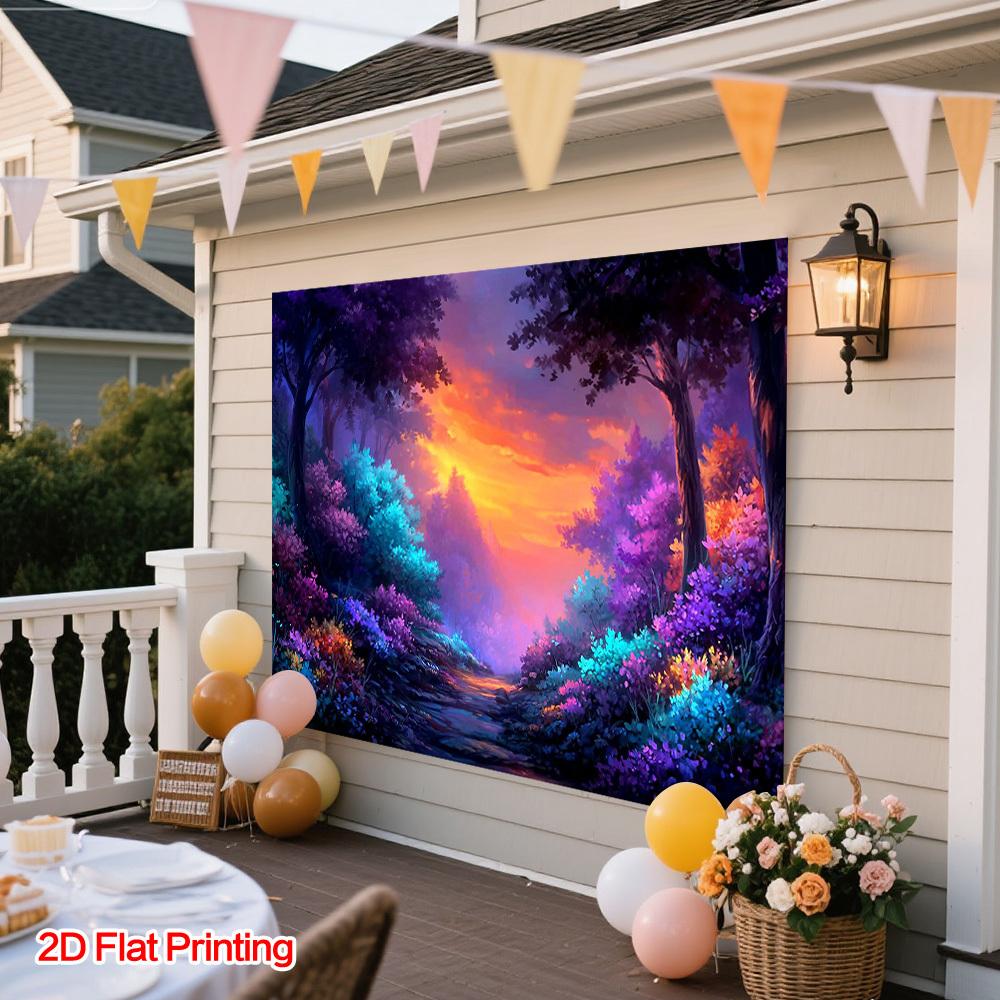 2D plane 1 piece of printed fantasy forest landscape photography background garden decoration and balcony beautification