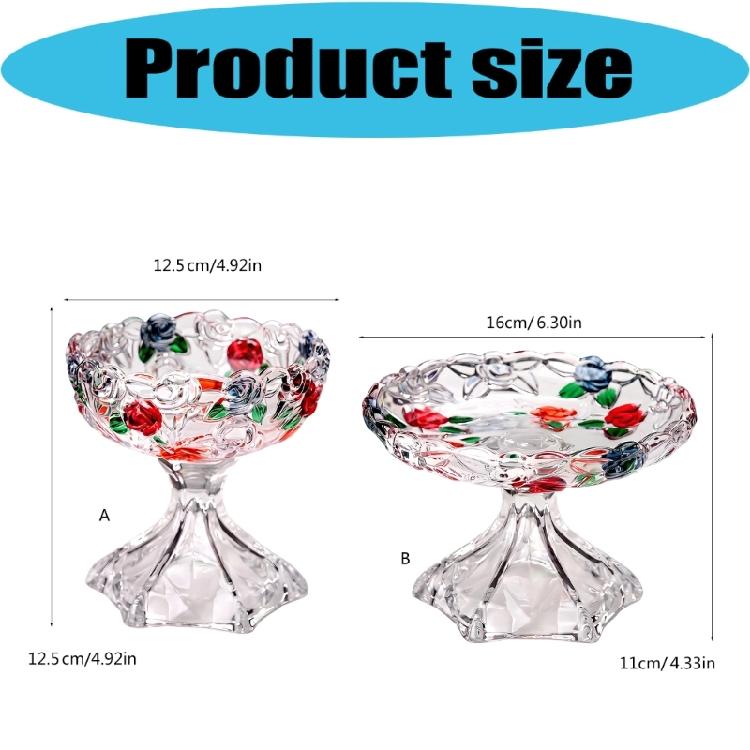 Classical Embossed Floral Glass Serving Bowl Storage Dish Tray For Dry Fruits And Centerpieces Decoration