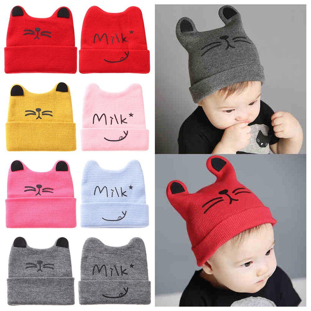 Baby Boy Girl Cat Ear Gifts Warm Autumn Winter Knitted Hat Beanie Cap Warmer Bonnet Baby Hat