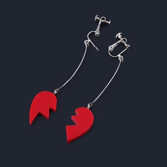 1 Pair Dangle Earrings Long Combinable Heart Shape Personality Decorative Anime Cosplay Props Lovers Gift Bizarre Adventure Clip Earrings