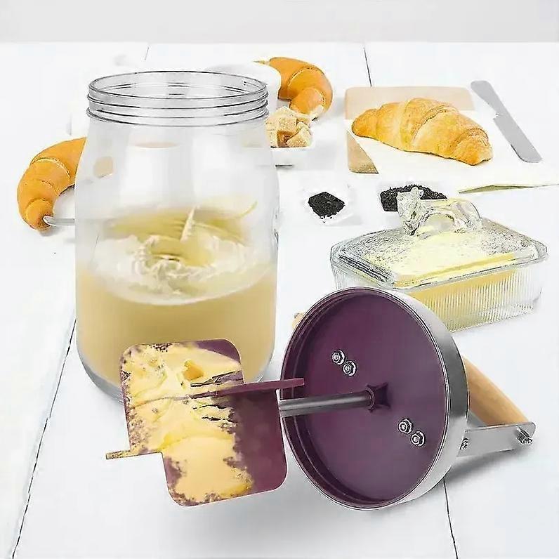 Butter Churner Clear Glass Silic Home Butter Maker With New