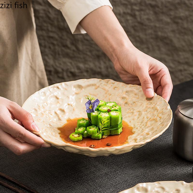 Light Yellow Ceramic Dining Plate Soup Plates Fruit Salad Bowl Pasta Dish Serving Plate Sashimi Plates Noodle Bowl Dim Sum Dish
