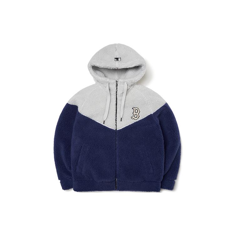 MLB Velvet Jackets Unisex Blue Gray Hooded Moderate 3AJPF3616-43NYL M