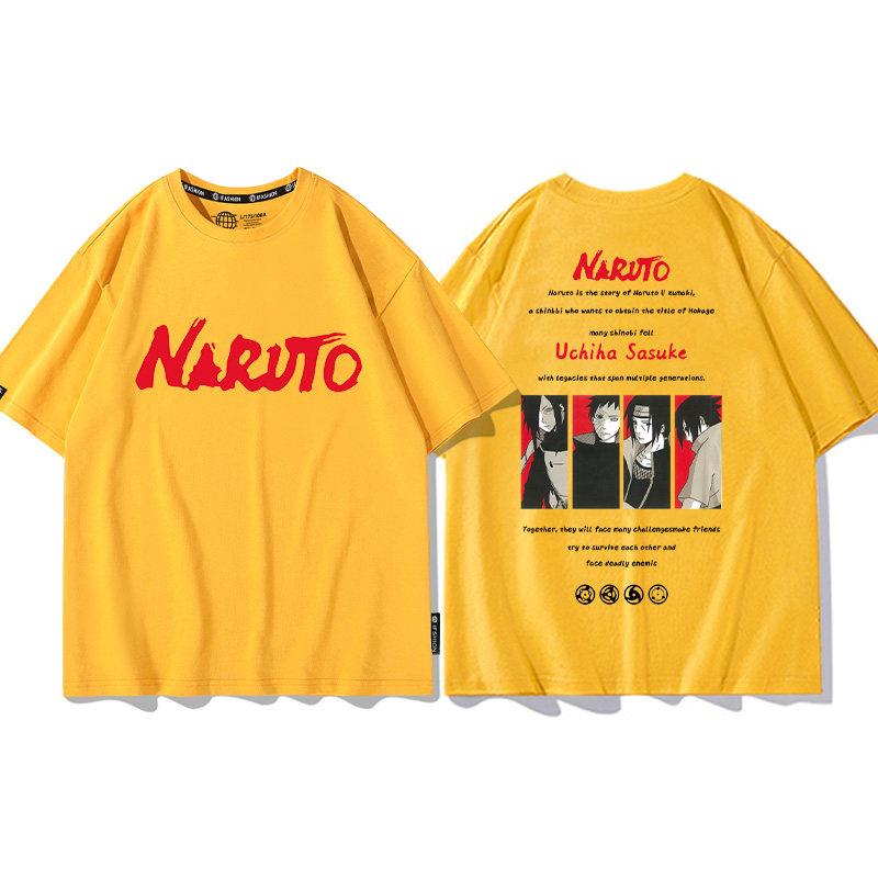 Yellow Cartoon Childrens Tshirt Naruto Xiao Organized Six Payne Anime Cotton Doublesided Printing Parentchild Casual Tshirt