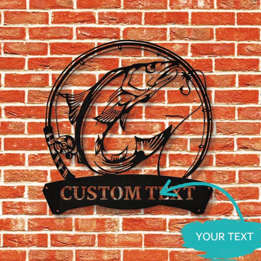 Metal Sign Norwegian Salmon Fishing Gift Personalized Nameplate Home Decor Wall Art Angler Sculpture