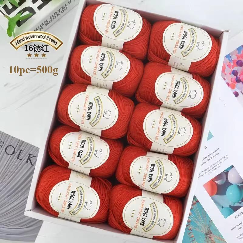 10pc=500g 3mm Medium Coarse Wool Thread Hand Crochet DIY Craft Sweater Hat Doll Bag Needle  Thread Soft Warm Skin Friendly