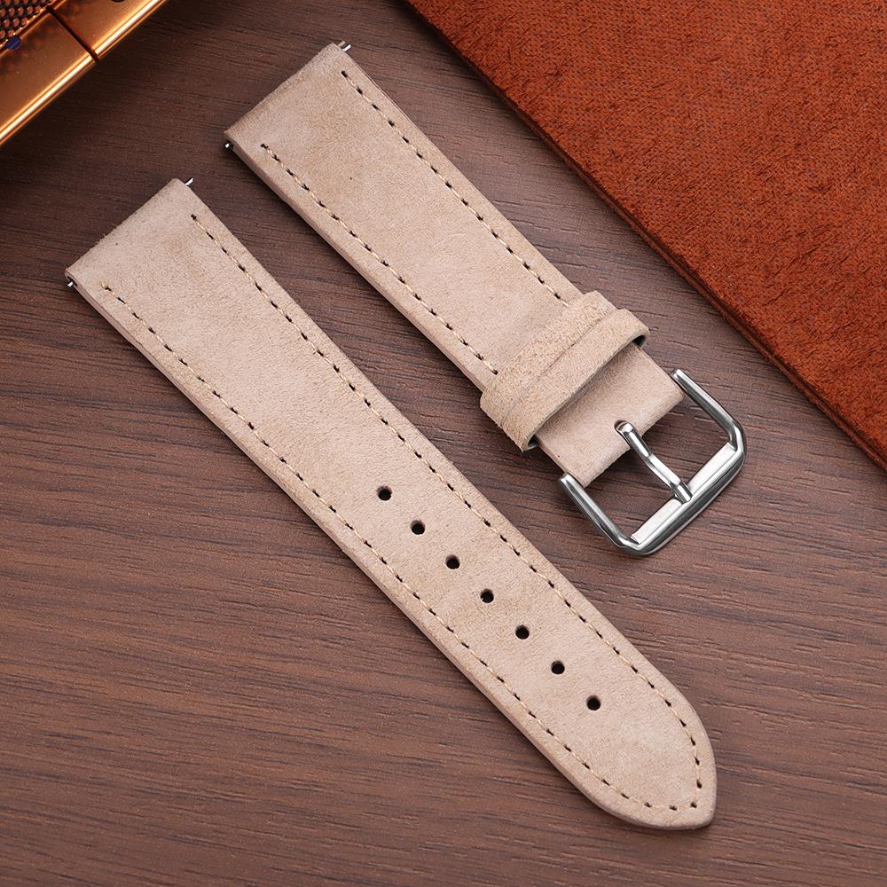 Vintage Suede Cowhide Watch Strap Leather WatchBand 18mm 19mm 20mm 22mm Quick Release Bracelet for Men Women Universal Wristband