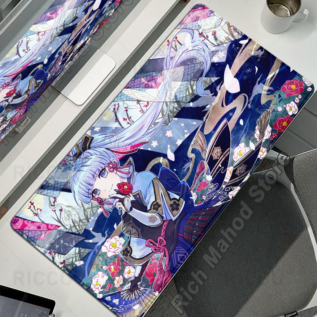 Cute Anime Girl XXL Desk Mat Genshin Impact Kamisato Ayaka Mouse Pad Gaming Keyboard Mousepad PC Accessories HD E-Sports Playpad