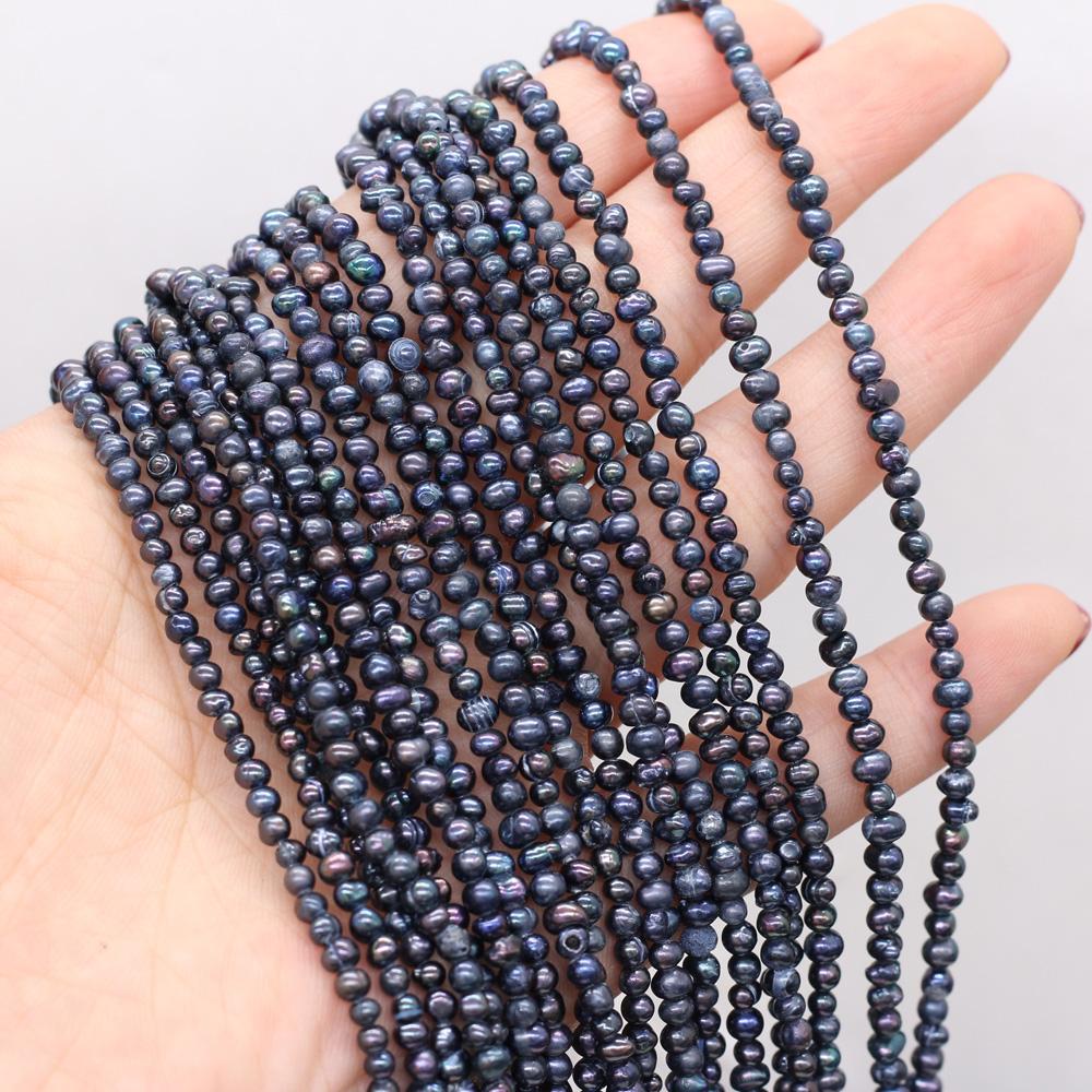 1String, Black Natural Potato Shape Pearls Beads, 2-3mm, for DIY Necklaces Bracelets Accessories, Jewelry Making, Birthday, Wedding, Party Gift 36cm