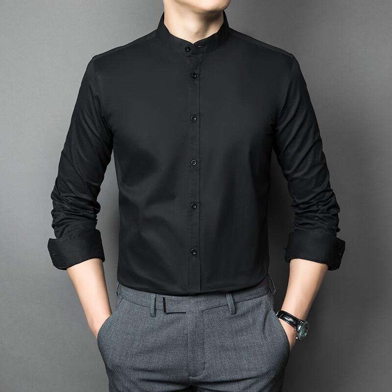 TUCANO Men's Neo-Chinese Stand-Collar Long Sleeve Business Shirt