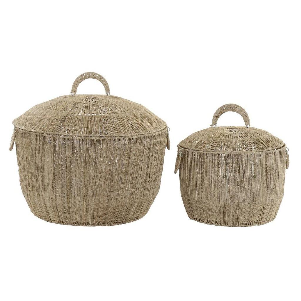 Korbset DKD Home Decor Braun Mehrfarbig Natur Jute Metall Boho 51 x 51 x 48 cm
