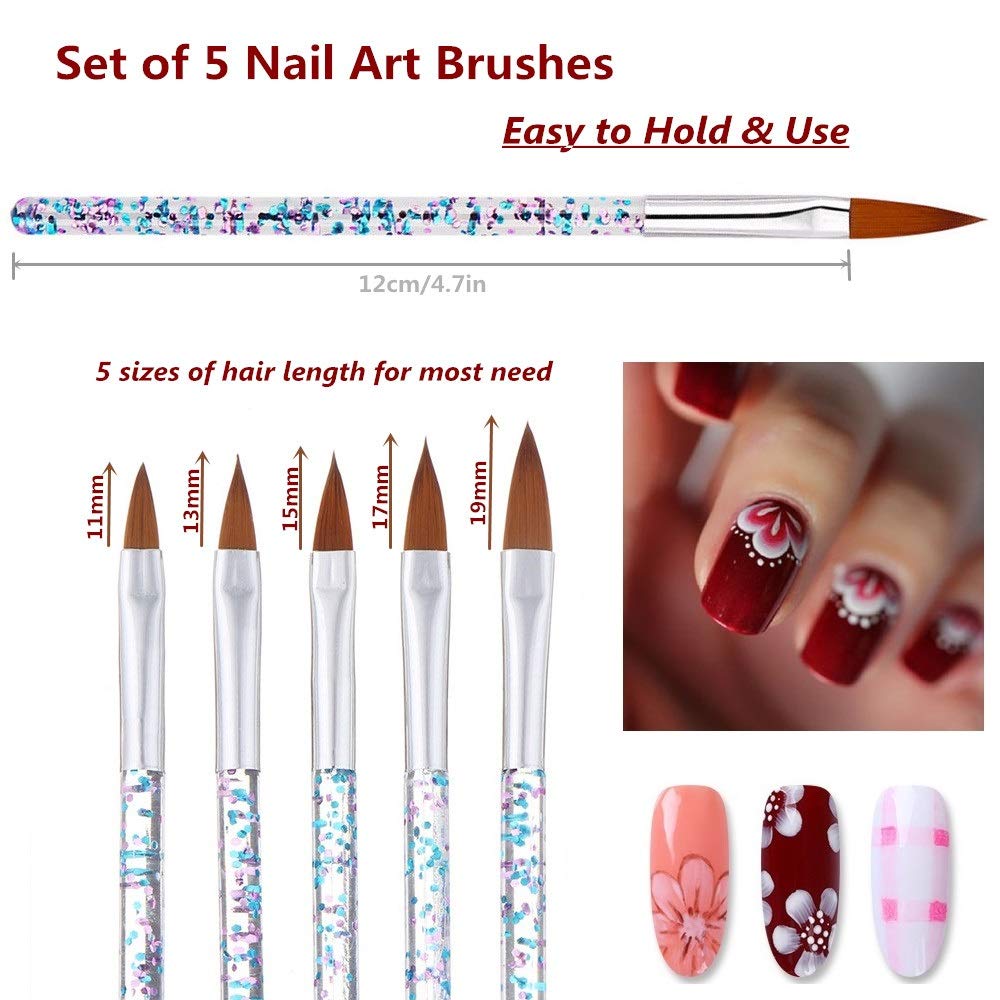 YIKOOLIN 31PCS Nail Art Brushes Nail Art Tool Set Double Ended Nail Dotting Tools Nail Dust Brush Acrylic Brush Manicure Tools