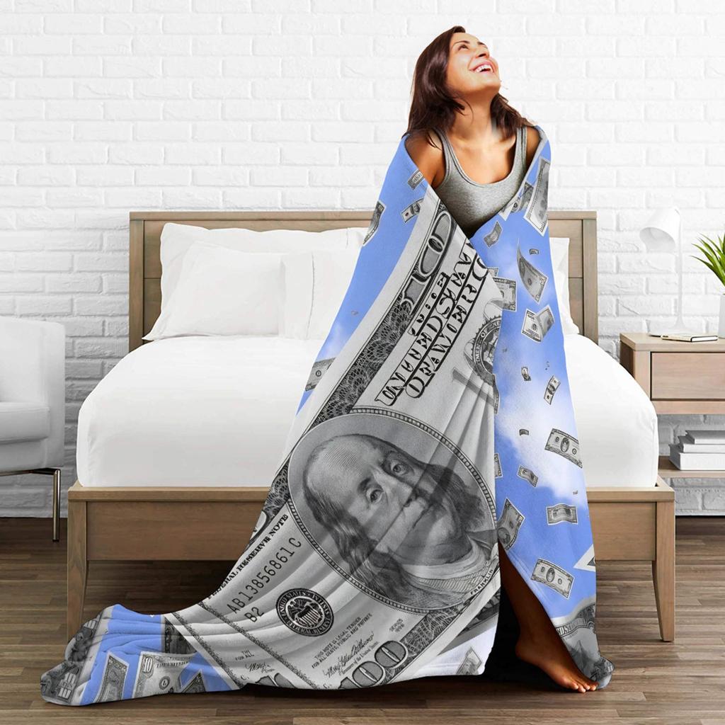 Play money Flannel Blanket Warm Soft Bedding Throws for Couch Bed Travel Aesthetic Bedspread Sofa Bed Cover