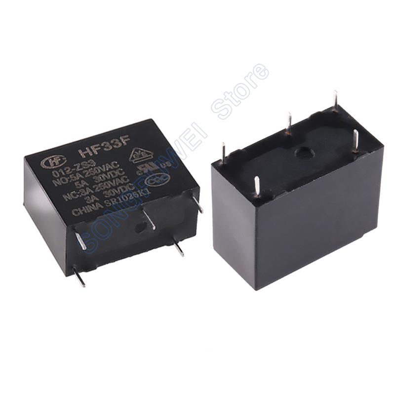 10Pcs/lot Relays 5V 12V 24VDC HF33F -005 012 024 -HS3 HSL3 4Pin / ZS3 5Pin 5A 250VAC JZC-33F-005-HS3 HF33F-012-HS3 HF33F-024-ZS3 Relays 5