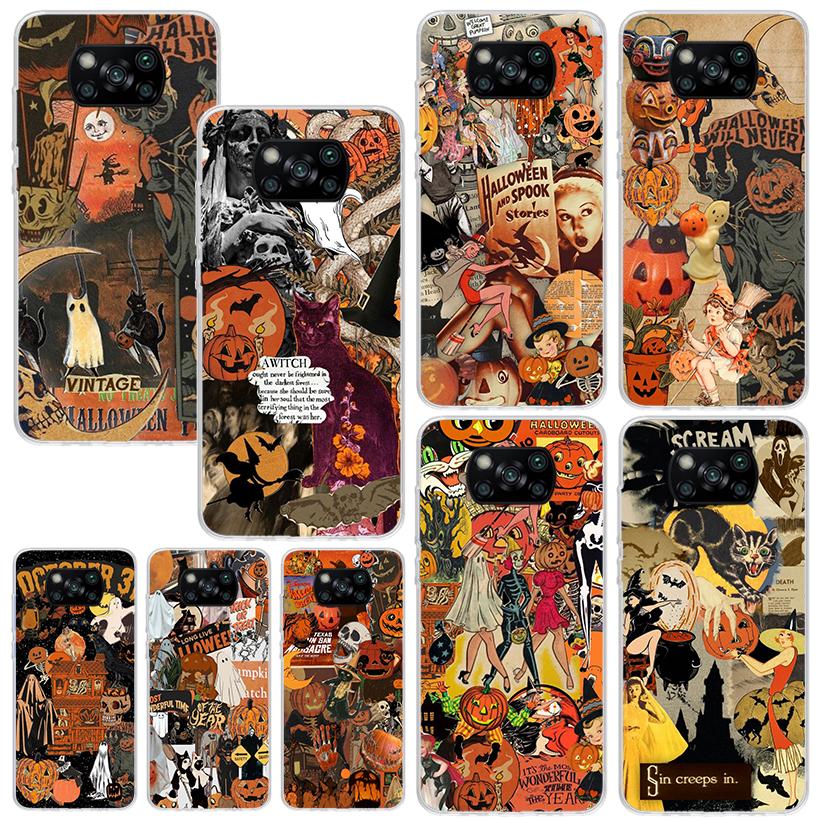 Halloween Fall Art Witch Cat Phone Case For Xiaomi Poco X7 X6 X5 M7 M8 Pro F7 Ultra Redmi 15C 15 13C 13 12C 12 10 10C 10A Art Fu