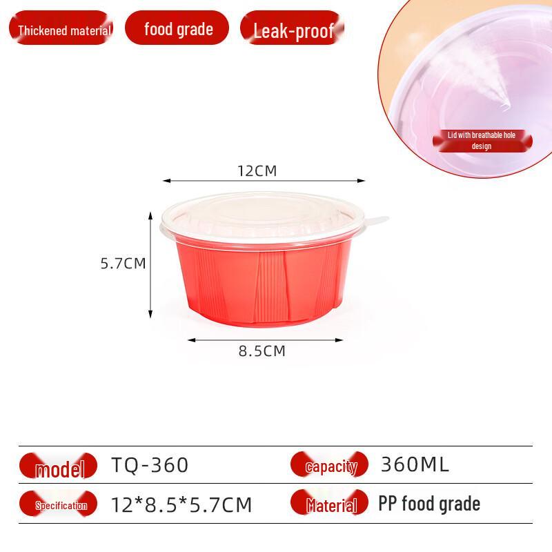 Red Round Disposable Take-Out Food Container