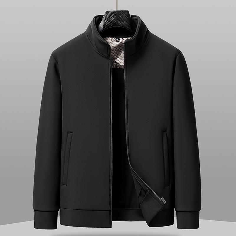 

Зимняя мужская водонепроницаемая и утолщенная бархатная уличная повседневная однотонная куртка со стоячим воротником для мужчин среднего возраста, повседневная теплая куртка для папы 4XL