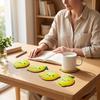 Non Slip Insulation Cup Mats 4PCS Cute Lemon Shape Wooden Coasters, Non-slip Heat Pads, Functional Coffee Table Coasters Decorative Tableware