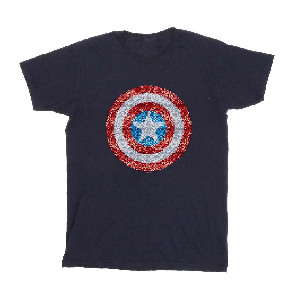Marvel Mens Captain America Pixelated Shield T-Shirt