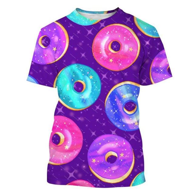 

Летняя футболка с 3D принтом «Шоколадный пончик», модная уличная футболка, топы, унисекс, повседневные забавные футболки в стиле Харадзюку, одежда 6XL