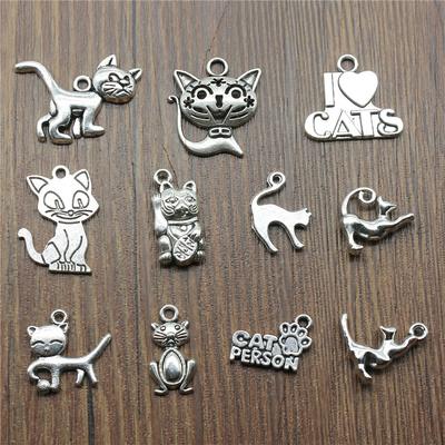 10 Stück Anhänger Katze Antiksilber Farbe Niedlicher Katzenanhänger Charms Kawaii Katzenanhänger Für Schmuckherstellung
